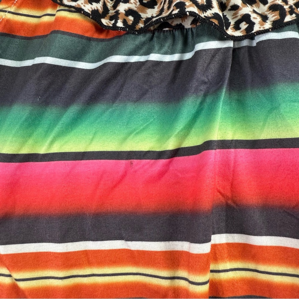 Botique Girls 3T-4T‎ Serape Leopard Multi Color Maxi Dress Black Fringe - Picture 8 of 11